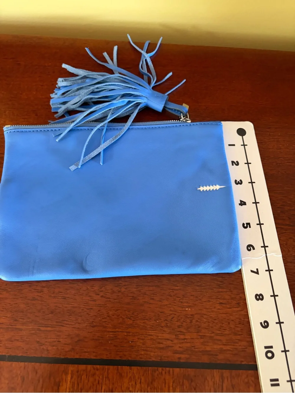 Thacker Nolita Cerulian Surf Blue Leather Purse/Wristlet with Tassel